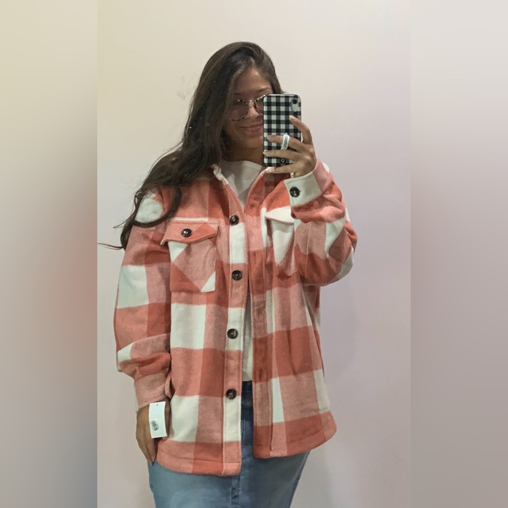 Staccato Pink and White Plaid Utility Jacket